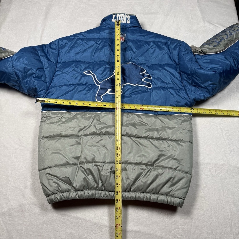 Vtg Y2K Detroit Lions Reebok Puffer Coat Jacket Mens Medium 90s Embroidered NFL - Picture 7 of 10